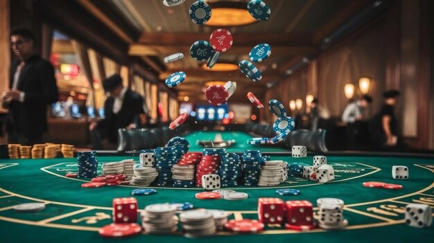 Roulette wheel spinning with betting layout