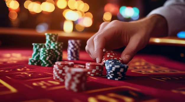 Baccarat table with player and banker hands dealt