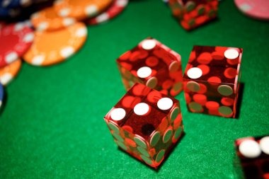 Baccarat table layout with cards dealt